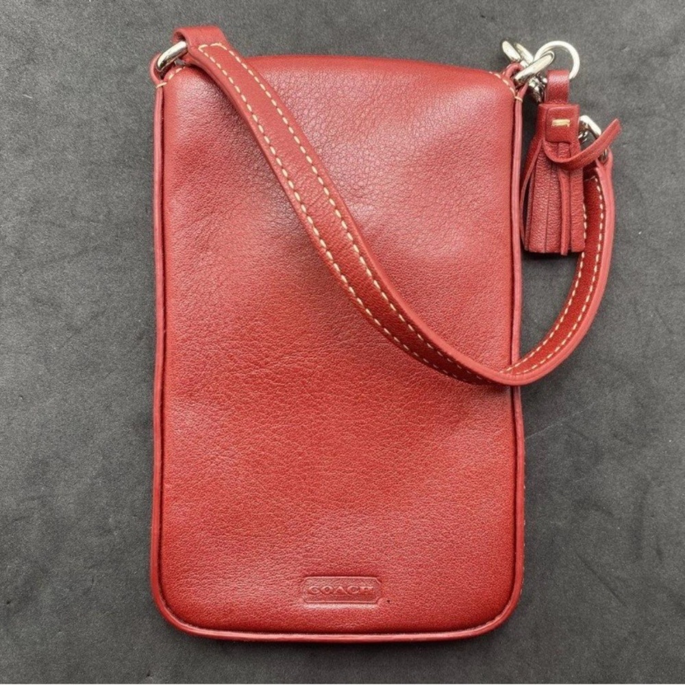 Vintage Coach Red Leather Wristlet with Tassel - Picture 4 of 6